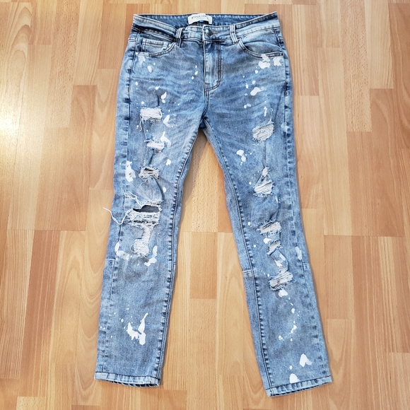 Paint Splattered Skinny Denim